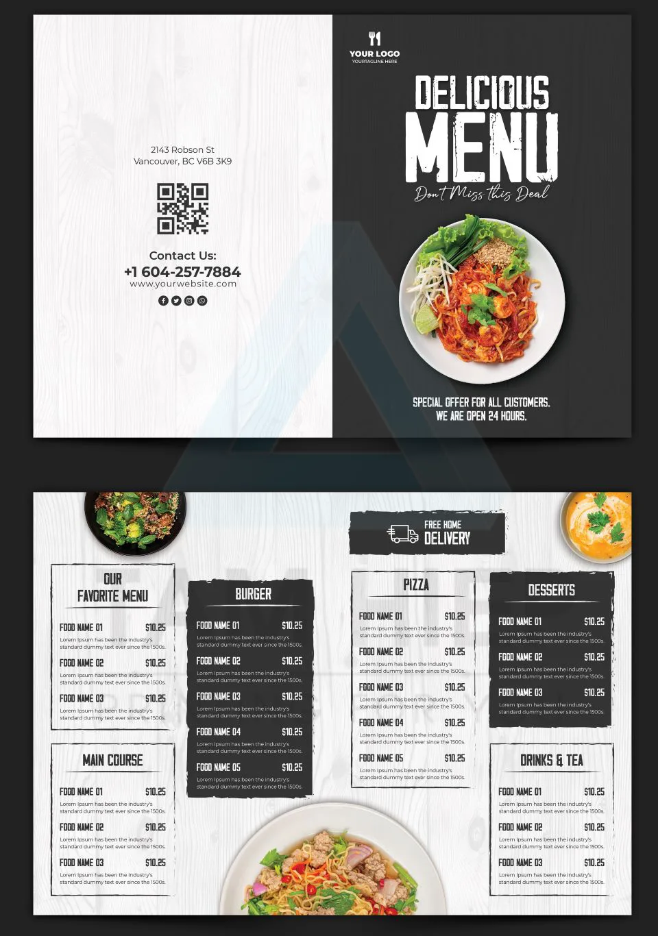 in menu giấy kraft 2 mặt