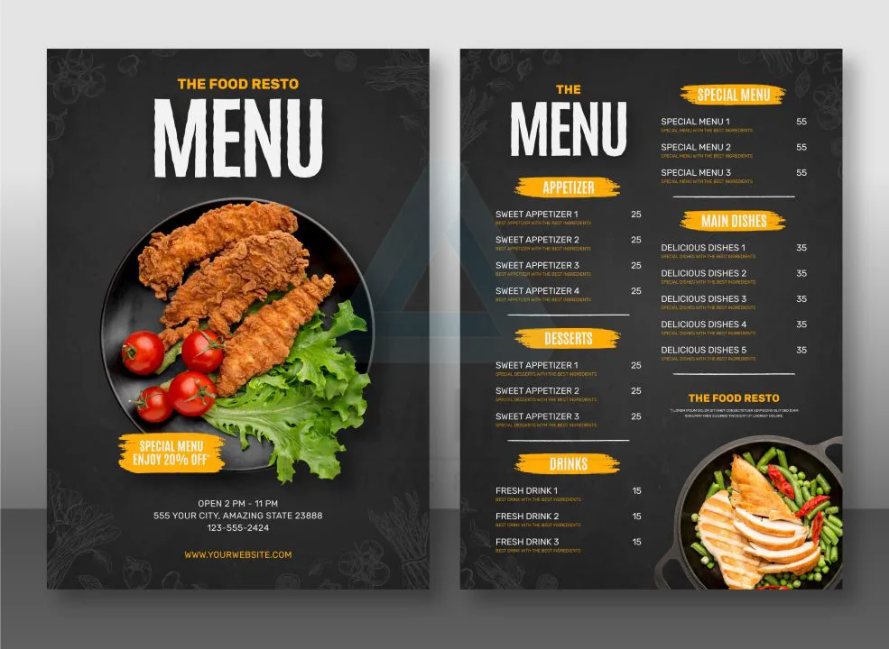 Đa dạng các loại in menu nhà hàng